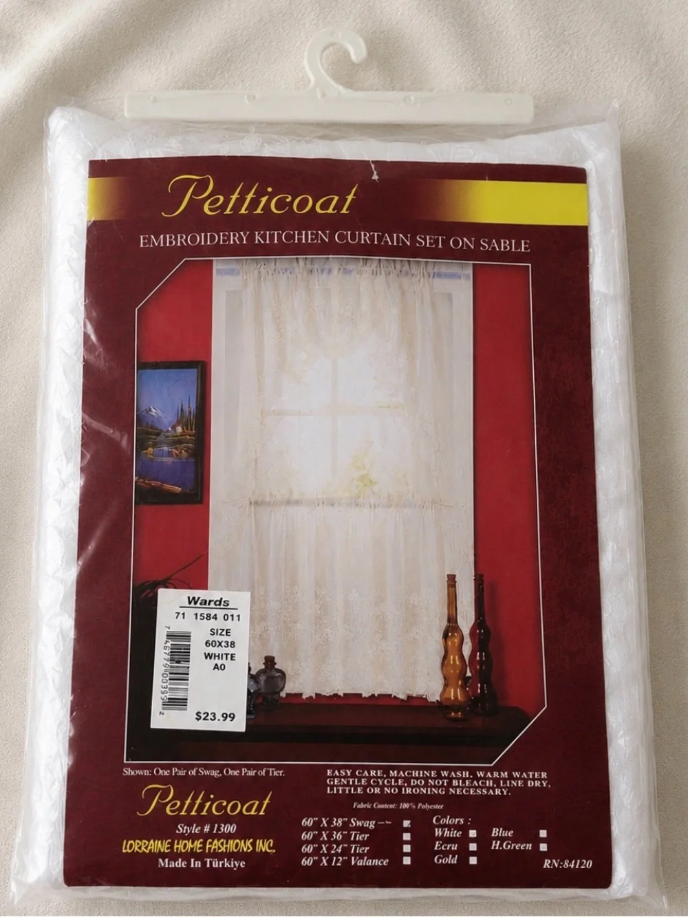 Vintage White Embroidery Kitchen Curtain Set